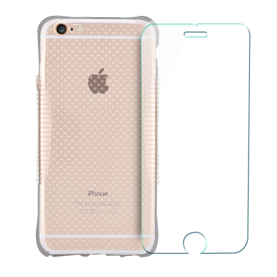 黑客 苹果6防摔手机壳+苹果6s手机钢化玻璃膜二合一套装 iphone6plus防爆手机壳6splus手机保护膜
