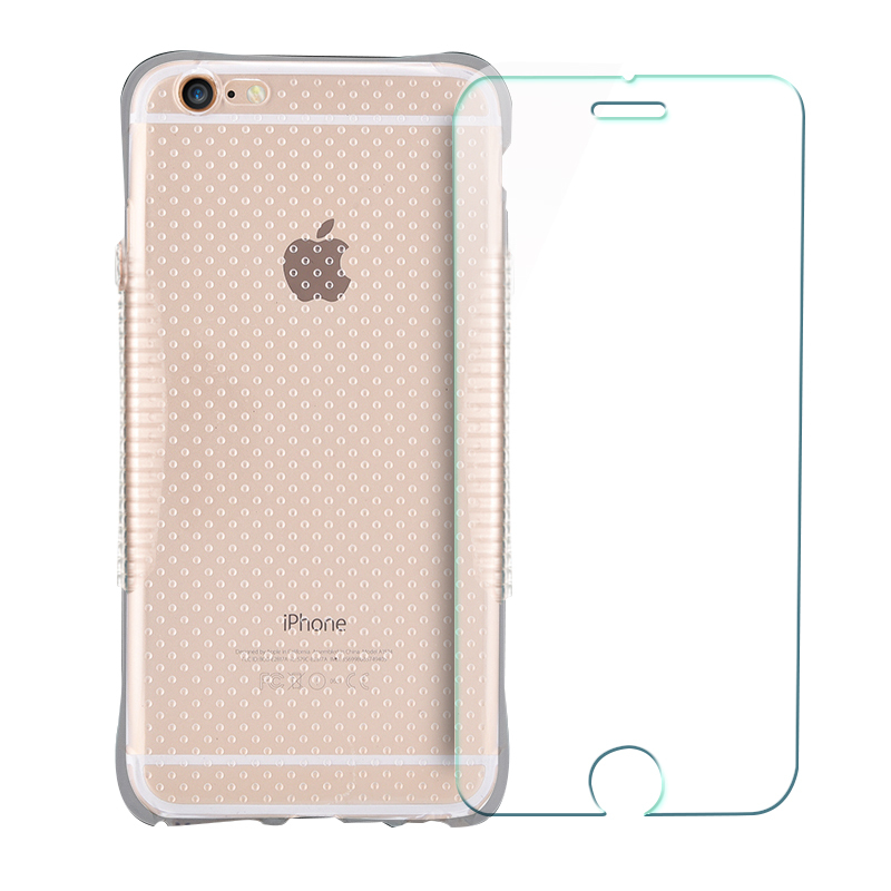黑客 苹果6防摔手机壳+苹果6s手机钢化玻璃膜二合一套装 iphone6plus防爆手机壳6splus手机保护膜