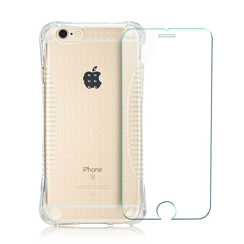 黑客 苹果6防摔手机壳+苹果6s手机钢化玻璃膜二合一套装 iphone6plus防爆手机壳6splus手机保护膜