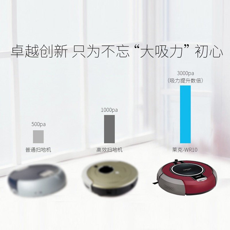 莱克(LEXY)扫地机器人吸尘器WR10 智能拖地擦地全自动充电 3000pa大吸力