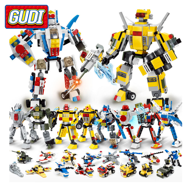 古迪(GUDI) 超变战神 三变合体积木系列578片 8707-8 小颗粒变形合体机器人益智积木玩具6-14岁高清大图