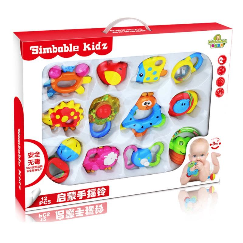 [苏宁自营]仙邦宝贝Simbable kidz 新生儿益智早教婴儿牙胶手摇铃 宝宝玩具3-12个月 221图片