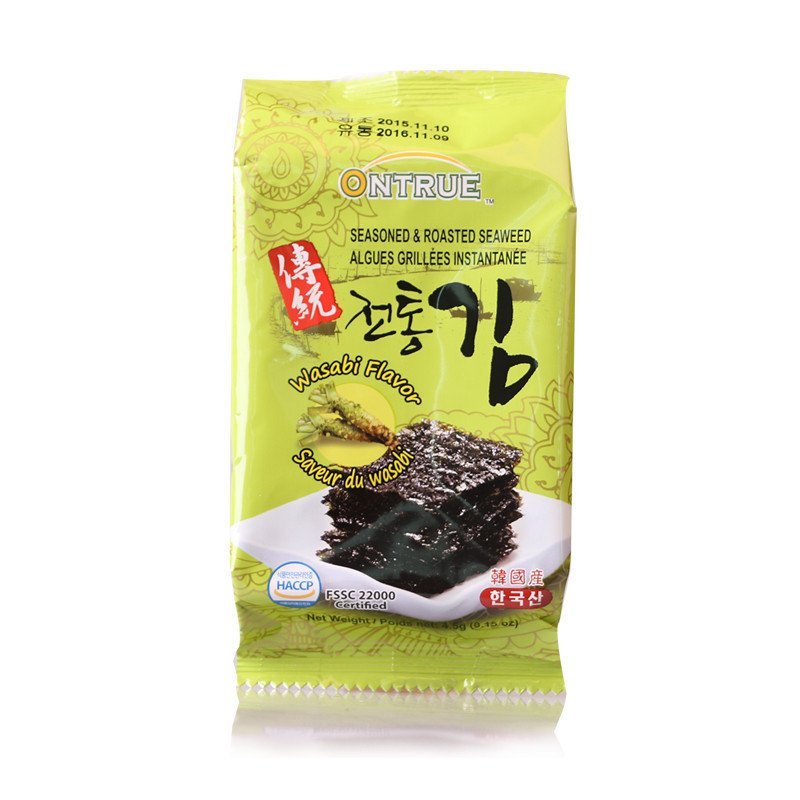 ONTRUE 元实烤海苔(芥末味) 13.5克/袋 韩国进口