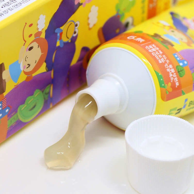 韩国原装进口B&B保宁幼儿宝宝牙膏 儿童牙膏 80g 3岁以上使用 橙子味