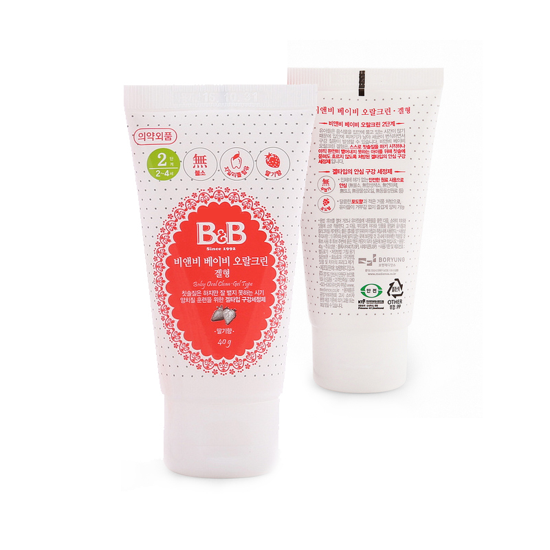 保宁BB幼儿可吞咽牙膏啫喱40g(草莓味,2-4岁)