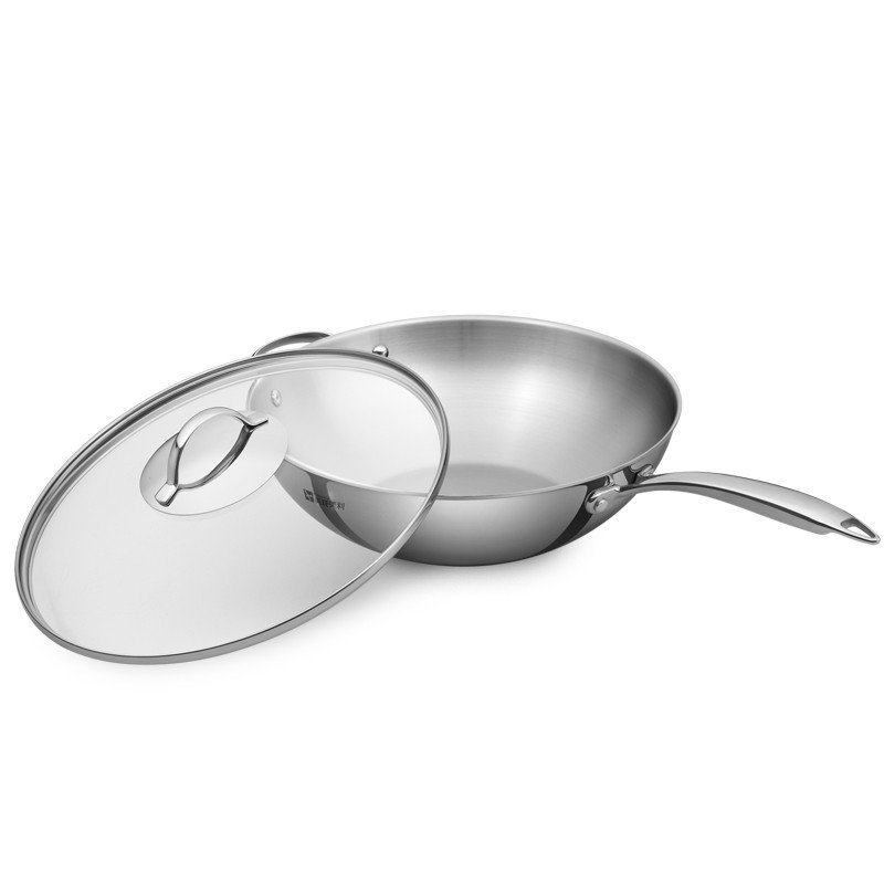 美珑美利 不锈钢不粘锅烹饪锅具 Vanilla系列30cm中式炒锅B M02AA22