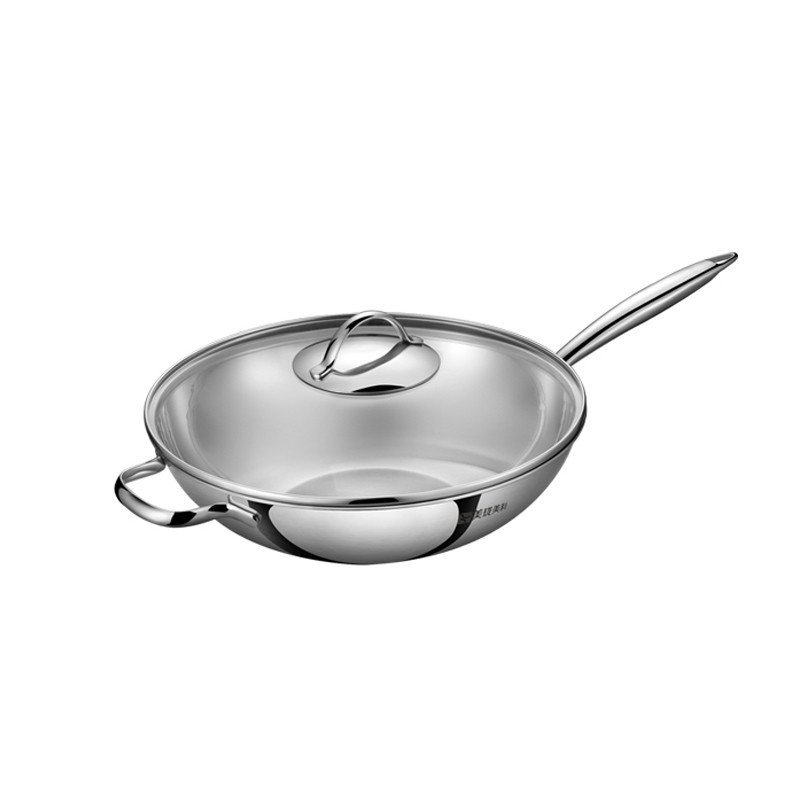 美珑美利 不锈钢不粘锅烹饪锅具 Vanilla系列30cm中式炒锅B M02AA22