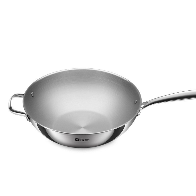 美珑美利 不锈钢不粘锅烹饪锅具 Vanilla系列30cm中式炒锅B M02AA22