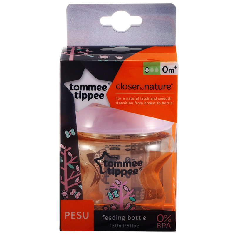 汤美天地Tommee Tippee “母乳自然”PESU印花奶瓶5oz/150ml-粉色
