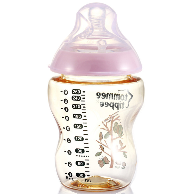 汤美天地Tommee Tippee“母乳自然”PESU印花奶瓶9oz/260ml-粉色