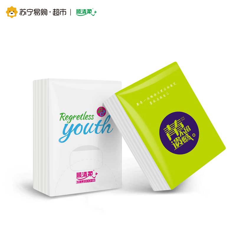 [苏宁易购超市]顺清柔纸巾柔润系列手帕纸面纸面巾纸4层5张*18包迷你型面巾纸(颜色随机)