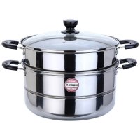 美厨(maxcook)二层蒸锅 不锈钢加厚三层复底蒸锅(玻盖)28CM大口径 电磁炉煤气炉通用 锅具MBZ-28