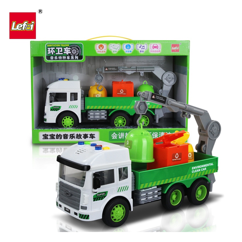 乐飞(LEFEI)音乐环卫车系列 2882会讲故事的环保清洁车中号 宝宝益智模型玩具 儿童玩具汽车3-6岁
