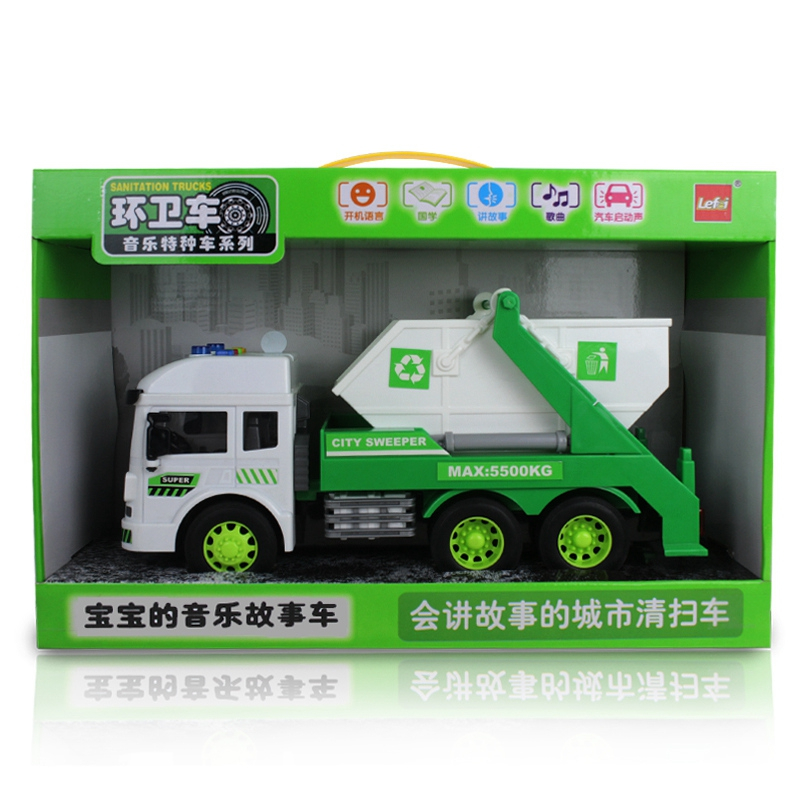 乐飞(LEFEI)音乐环卫车系列 2884会讲故事的城市清扫车中号 宝宝益智模型玩具 儿童玩具汽车3-6岁