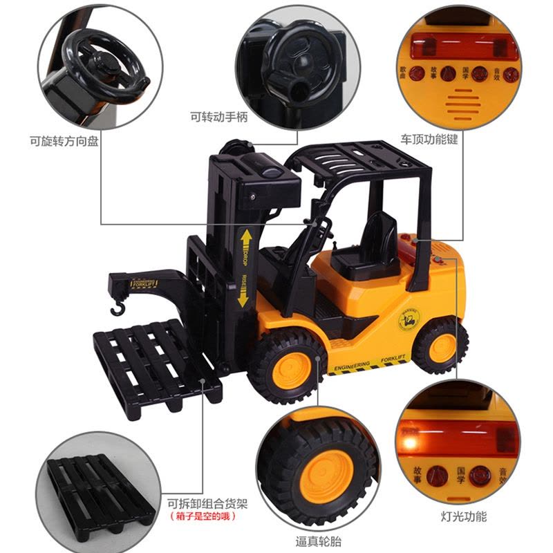 乐飞（LEFEI）音乐工程车系列 5883内燃式叉车 儿童惯性工程运输车 益智玩具汽车男孩3-6岁图片