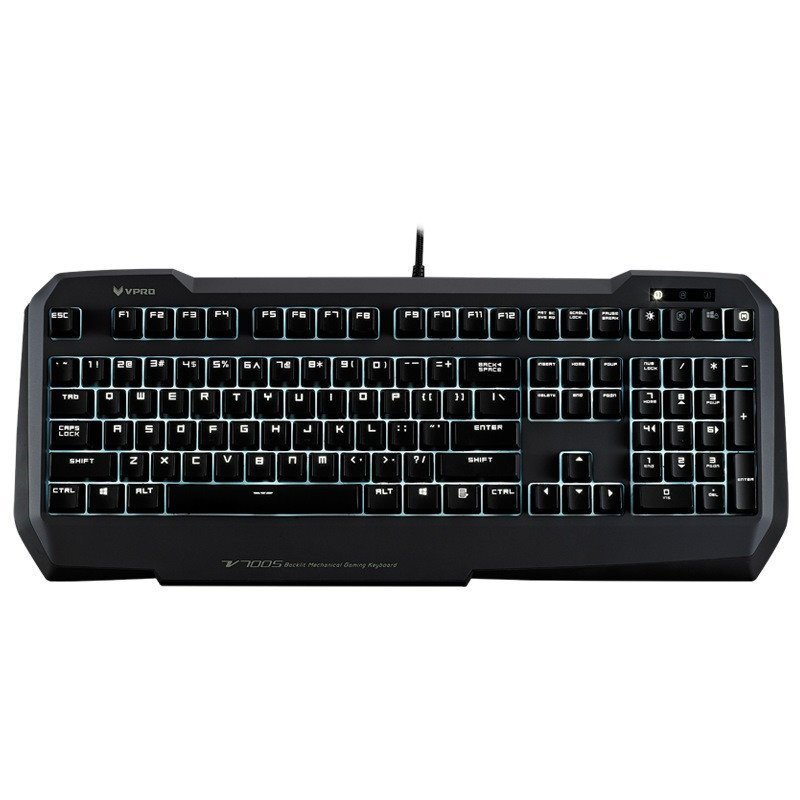 雷柏(Rapoo)V700S 背光游戏有线机械键盘 黑色 黄轴