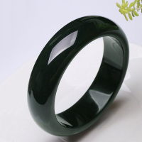 左传 和田玉手镯 青玉手镯 墨青玉手镯 宽面贵妃手镯 配证书