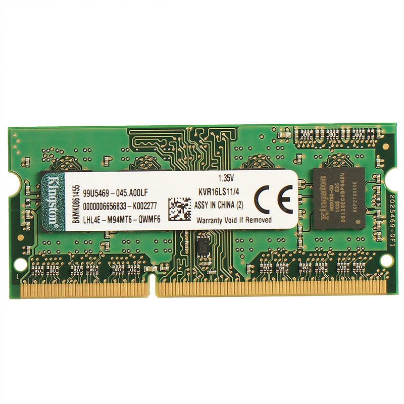 金士顿(Kingston) KVR DDR3 1600 4GB 笔记本电脑内存条 (1.35v低电压)图片