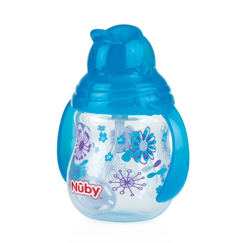 努比(Nuby)270ml咔嗒双耳360°弹跳吸管杯10324(颜色图案随机)
