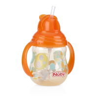 努比(Nuby)270ml咔嗒双耳360°弹跳吸管杯10324(颜色图案随机)