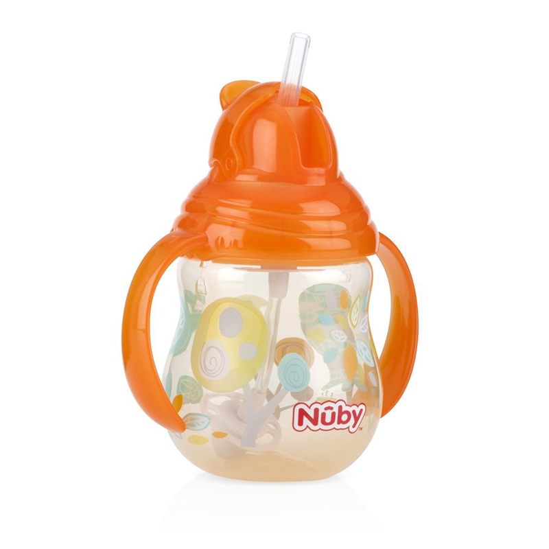 努比(Nuby)270ml咔嗒双耳360°弹跳吸管杯10324(颜色图案随机)