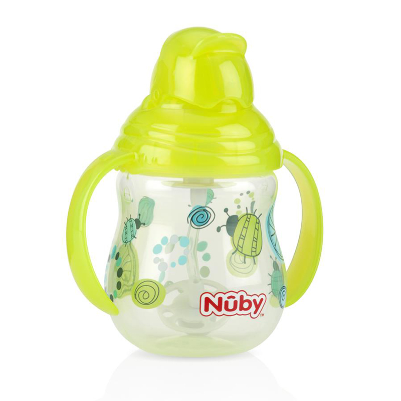 努比(Nuby)270ml咔嗒双耳360°弹跳吸管杯10324(颜色图案随机)