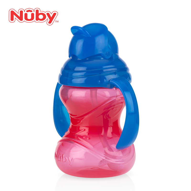 努比Nuby咔嗒双耳弹跳吸管杯水杯水壶10304(颜色随机)240ml