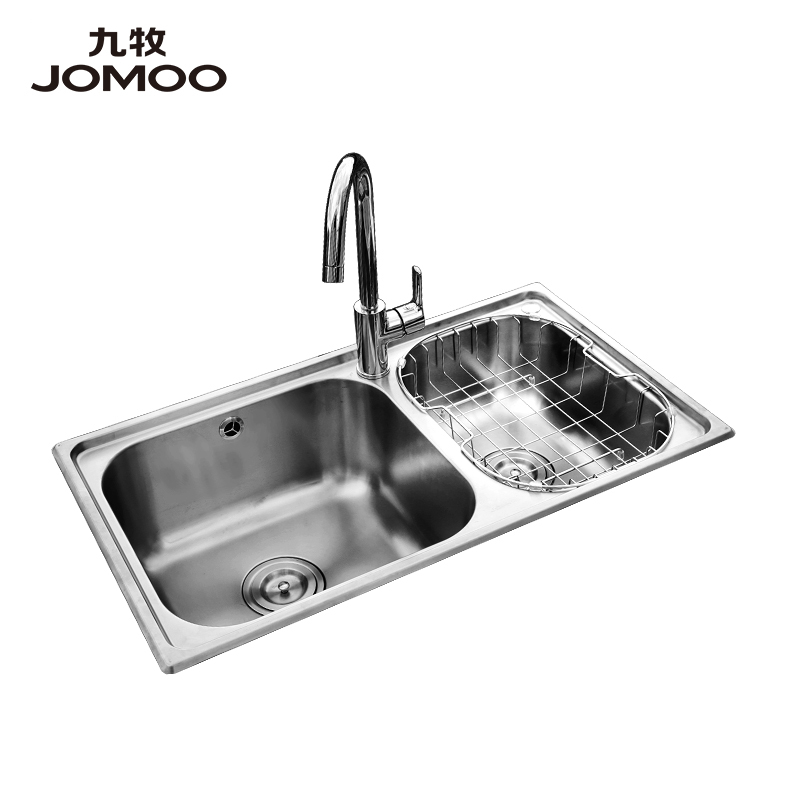 JOMOO九牧厨房水槽套餐304不锈钢双槽洗菜盆水池水盆洗碗盆02094