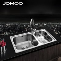 JOMOO九牧厨房水槽套餐304不锈钢双槽洗菜盆水池水盆洗碗盆02094
