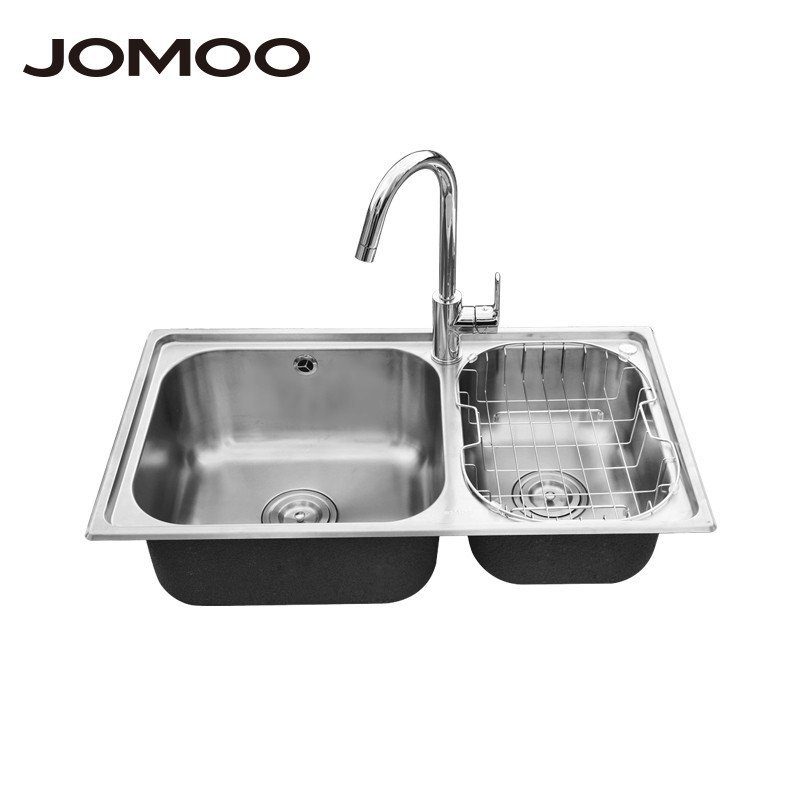 JOMOO九牧厨房水槽套餐304不锈钢双槽洗菜盆水池水盆洗碗盆02094
