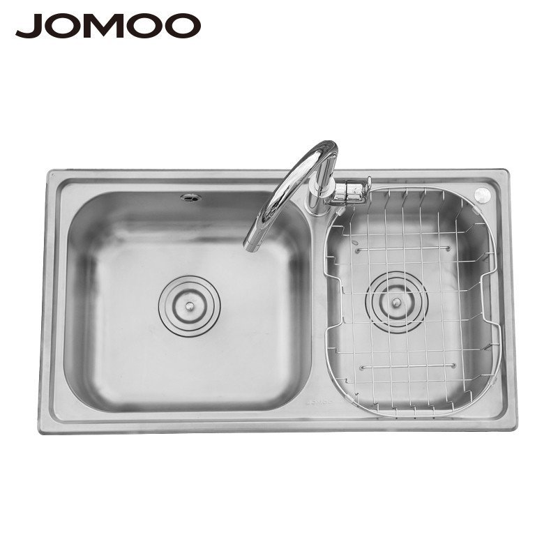 JOMOO九牧厨房水槽套餐304不锈钢双槽洗菜盆水池水盆洗碗盆02094
