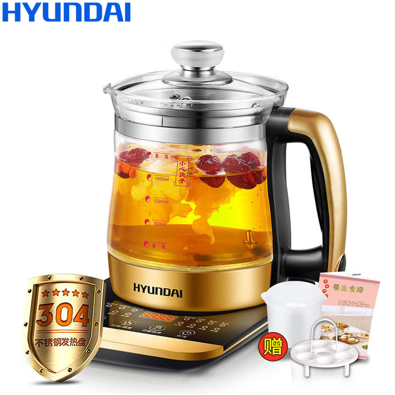 HYUNDAI(现代)养生壶QC-YS1808 1.5L大容量 16大烹煮功能 自动保温 304不锈钢发热盘 电水壶