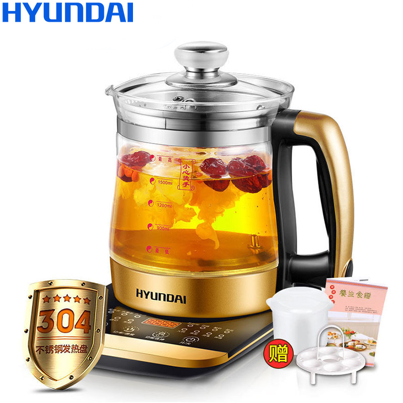 HYUNDAI(现代)养生壶QC-YS1808 1.5L大容量 16大烹煮功能 自动保温 304不锈钢发热盘 电水壶