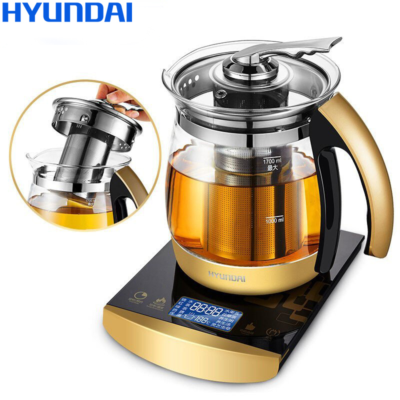 现代(HYUNDAI)养生壶QC-YS1708 1.7L容量 可拆装不锈钢过滤网 高清液晶屏显示