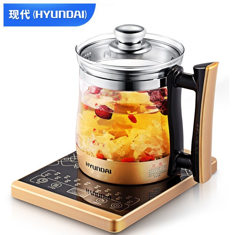 现代(HYUNDAI)QC-1890 黑金多功能养生壶电热水壶煎药壶中药壶煮茶壶玻璃水壶1.8升