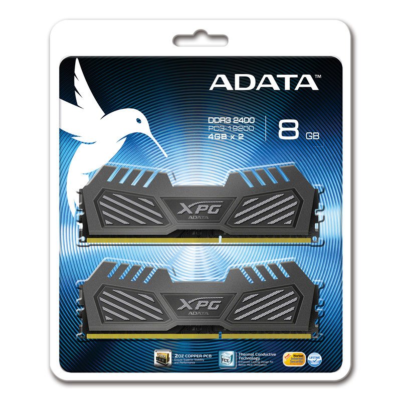 威刚(ADATA) 8G DDR3 2400机械战甲套装(4*2)台式机游戏内存8G