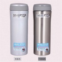 Tiger虎牌保温杯不锈钢真空水杯轻量办公商务杯子MMK-045C-P粉白色 450ml