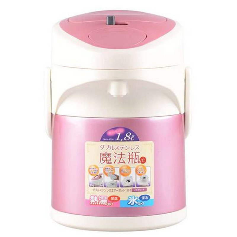 力巴铁(LB)真空不锈钢按压式保温壶 1.8L 粉色