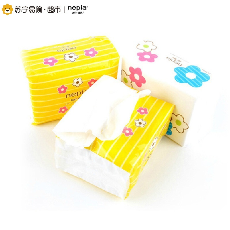 妮飘Nepia 抽纸 原生木浆小花经济型小规格(短幅)面巾纸餐巾纸2层(二层)180抽