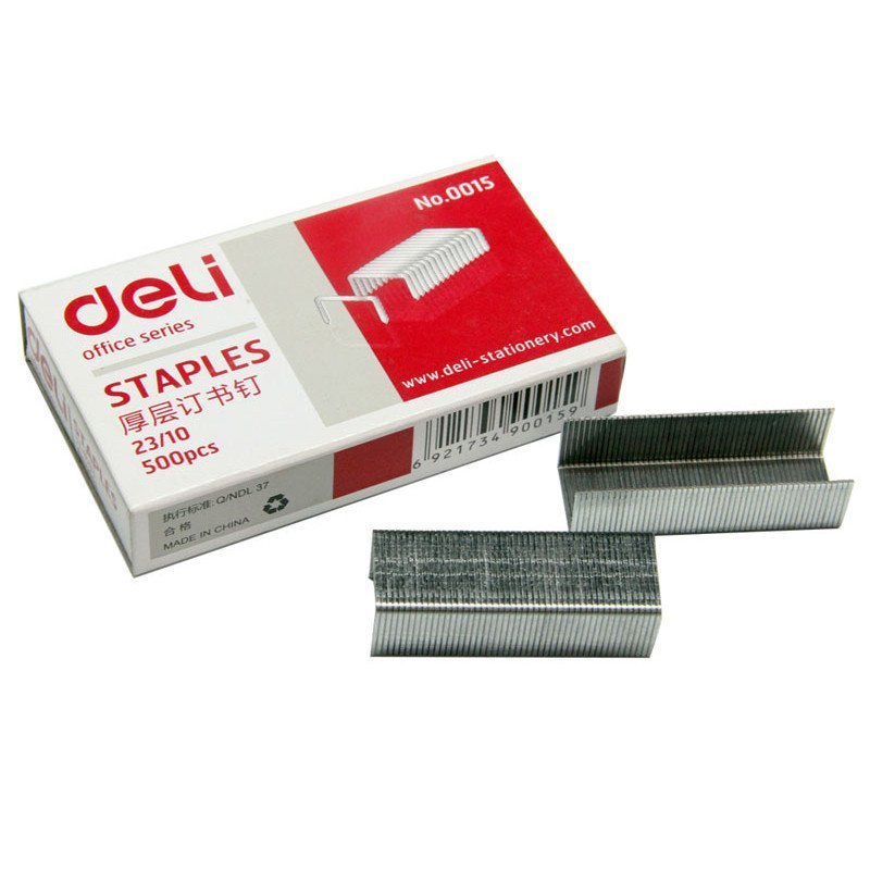 得力(deli) 0015 盒装厚层厚型办公专用订书钉 23/10号钉书针 10盒装