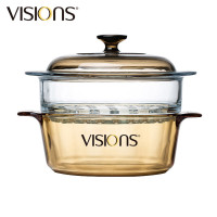 康宁VISIONS康宁晶彩透明蒸锅玻璃汤锅蒸格VS32+VSM24