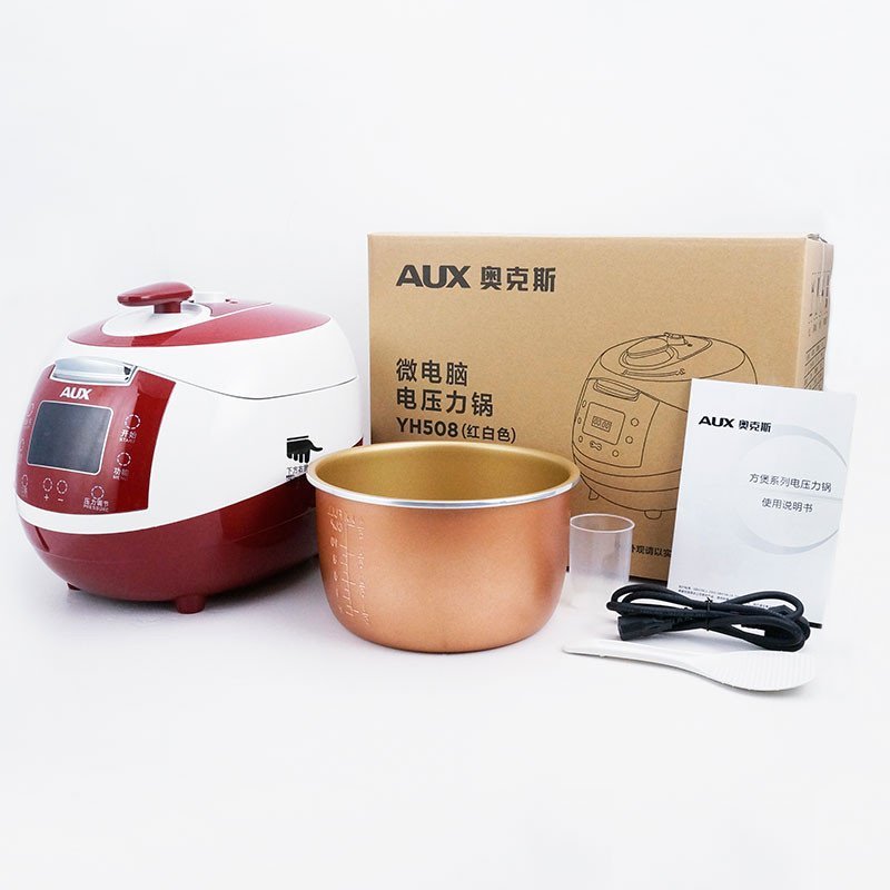 奥克斯(AUX) YH508 5L电压力锅 智能家用5-6人电高压锅饭煲 红白色