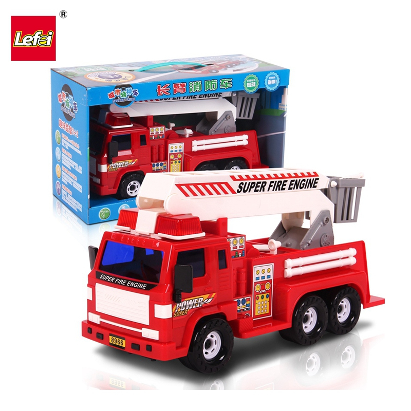 乐飞(LEFEI)城市特种车系列 8966长臂消防车 中号云梯灭火车 救火男孩玩具模型3-6岁