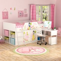 迪士尼小床男女孩单人床中高床书桌衣柜多功能组合床儿童床带护栏 白雪公主 1.2*2.0m (不带椅子)