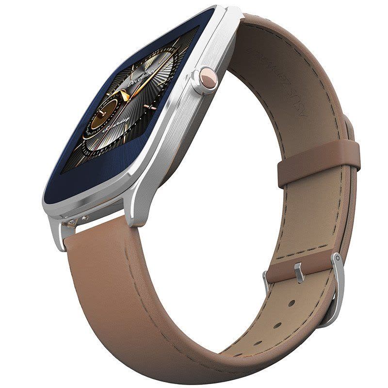 华硕ASUS 智能手表ZenWatch2温暖银(银表盘+驼色皮革表带)图片