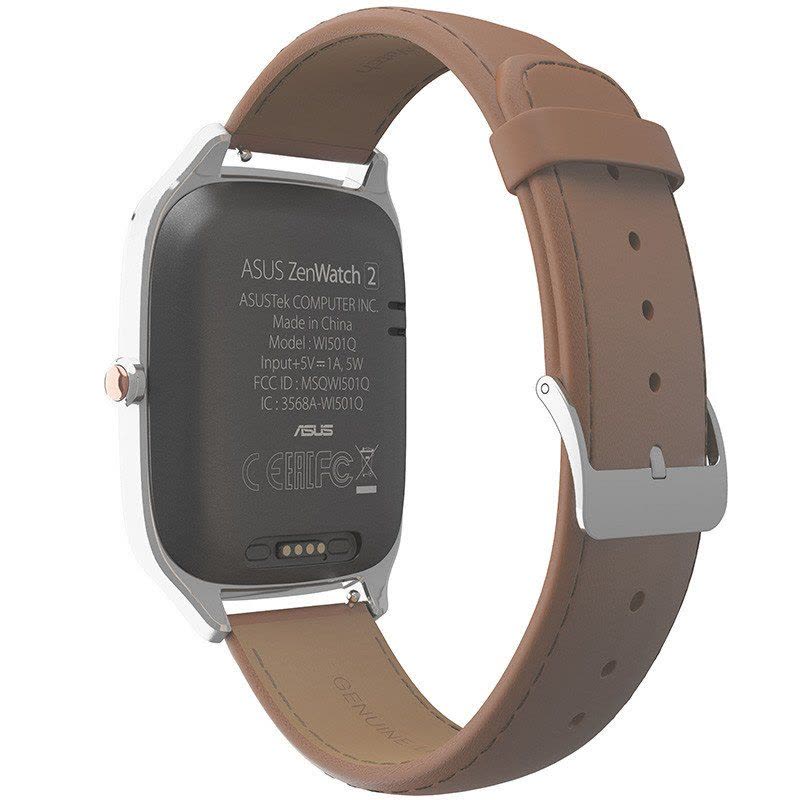 华硕ASUS 智能手表ZenWatch2温暖银(银表盘+驼色皮革表带)图片