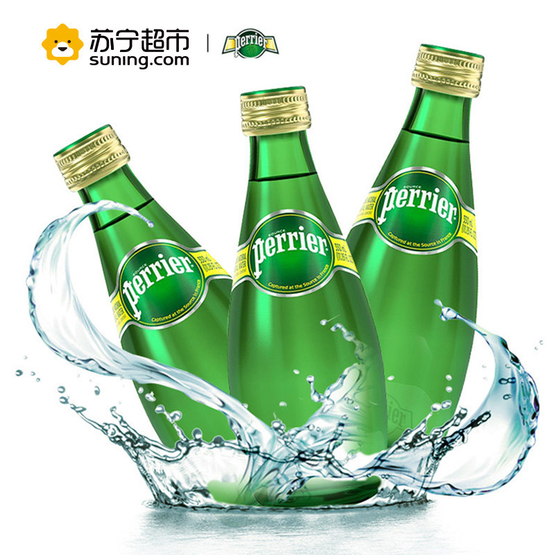 法国 巴黎水perrier 含气天然矿泉水 原味330ml*24