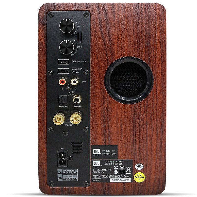 JBL CM202 HIFI2.0 台式高保真有源音箱 HIFI多媒体2.0书架蓝牙音箱音响 多媒体蓝牙音箱 电脑电视