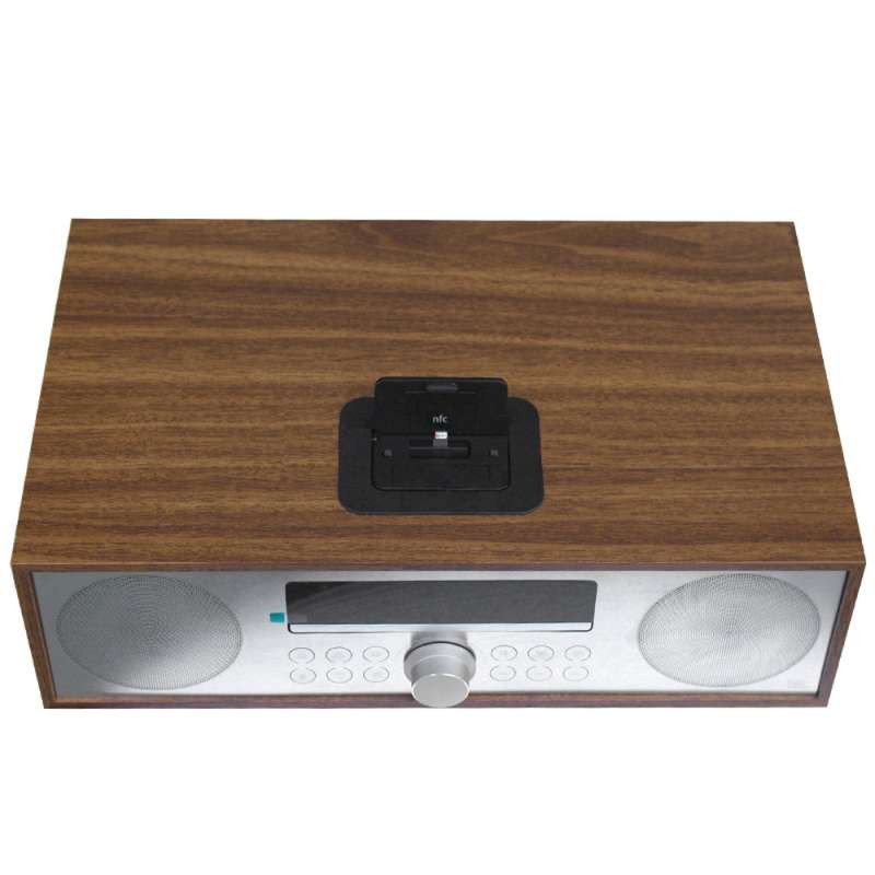 JBL MS402 WALCN 苹果音乐底座蓝牙音响CD播放机收音机USB播放器木质迷你组合音响 (流棕色)