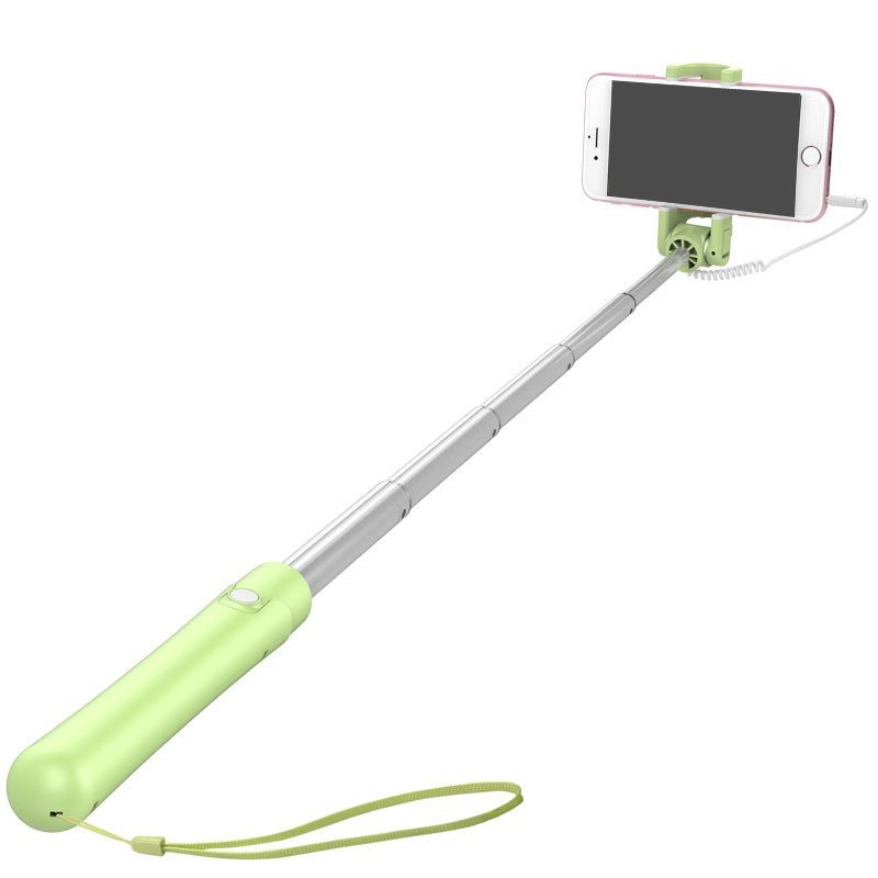 美逸 通用型 线控自拍杆/自拍神器 亲肤手感 S6 绿色